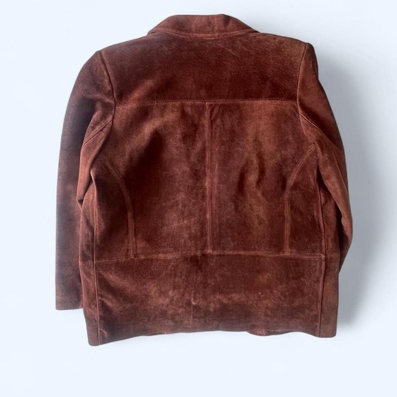 Margaret Godfrey chocolate brown suede blazer with satin lining size Petite 8 - Picture 5 of 7